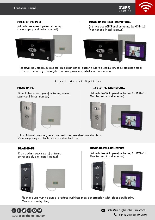 Predator. Guard 2 - Kits & Part Numbers Praetorian PRAE-IP-PX-PED-MONITOR 1 (Kit includes speech Predator. Guard 2 - Kits & Part Numbers Praetorian PRAE-IP-PX-PED-MONITOR 1 (Kit includes speech