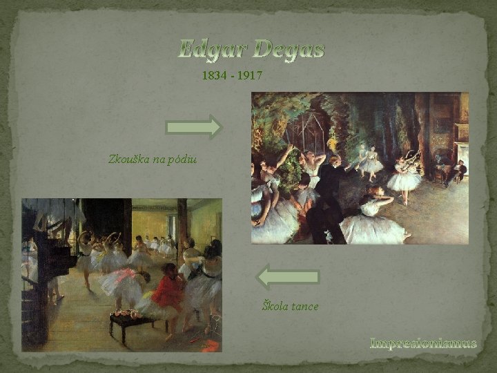 Edgar Degas 1834 - 1917 Zkouška na pódiu Škola tance 