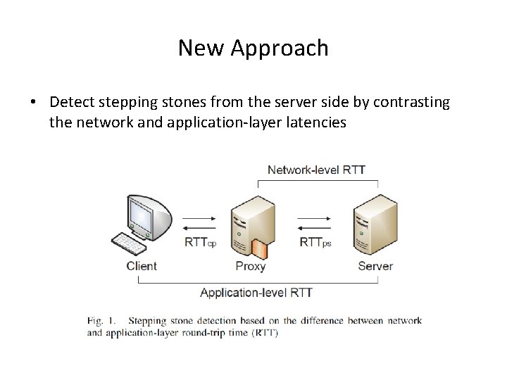 New Approach • Detect stepping stones from the server side by contrasting the network New Approach • Detect stepping stones from the server side by contrasting the network