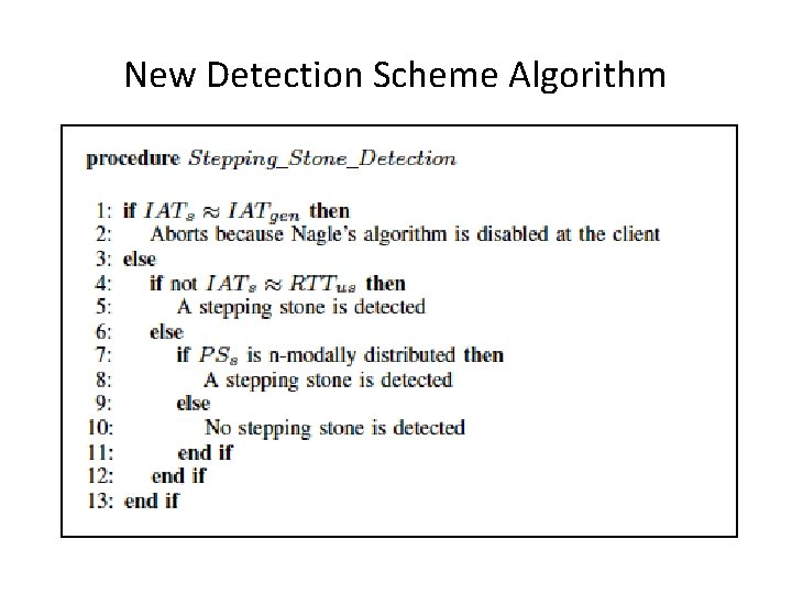 New Detection Scheme Algorithm New Detection Scheme Algorithm
