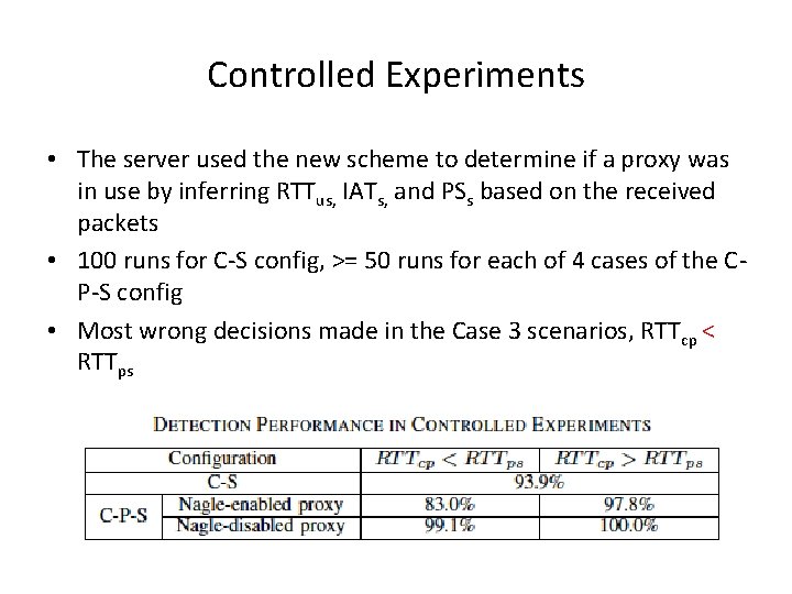 Controlled Experiments • The server used the new scheme to determine if a proxy Controlled Experiments • The server used the new scheme to determine if a proxy