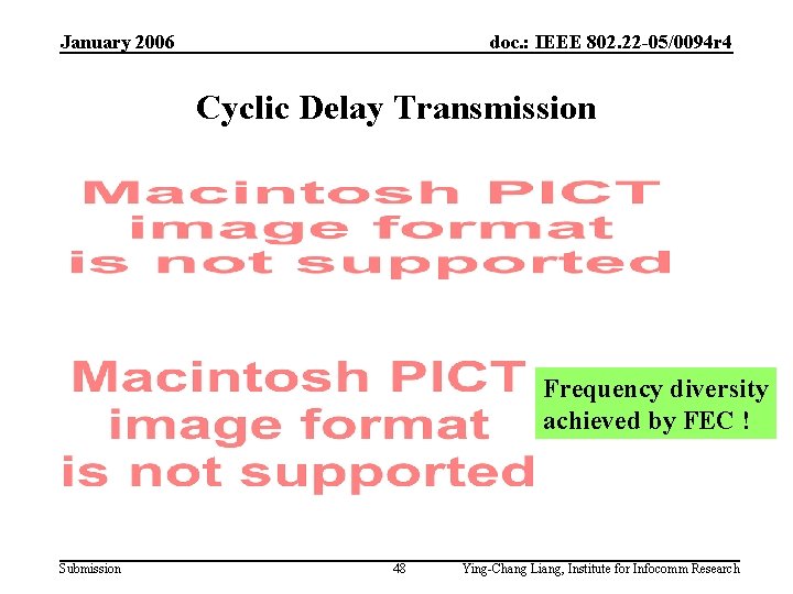 January 2006 doc. : IEEE 802. 22 -05/0094 r 4 Cyclic Delay Transmission Frequency