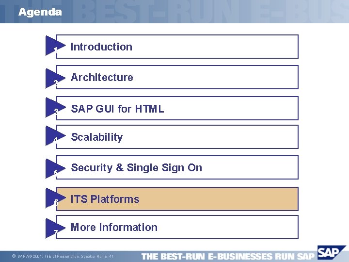 Agenda 1 2 Architecture 3 SAP GUI for HTML 4 Scalability 5 6 7