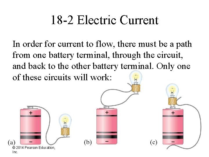 18 -2 Electric Current In order for current to flow, there must be a
