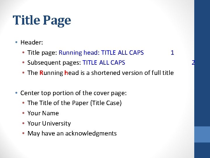 Title Page • Header: • Title page: Running head: TITLE ALL CAPS 1 • Title Page • Header: • Title page: Running head: TITLE ALL CAPS 1 •