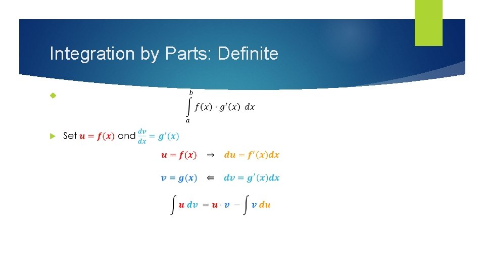 Integration by Parts: Definite 