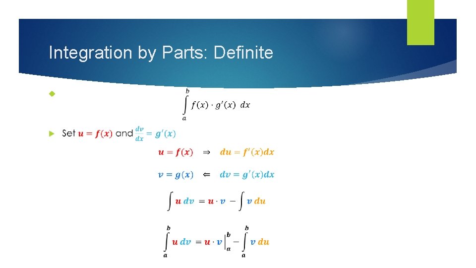 Integration by Parts: Definite 