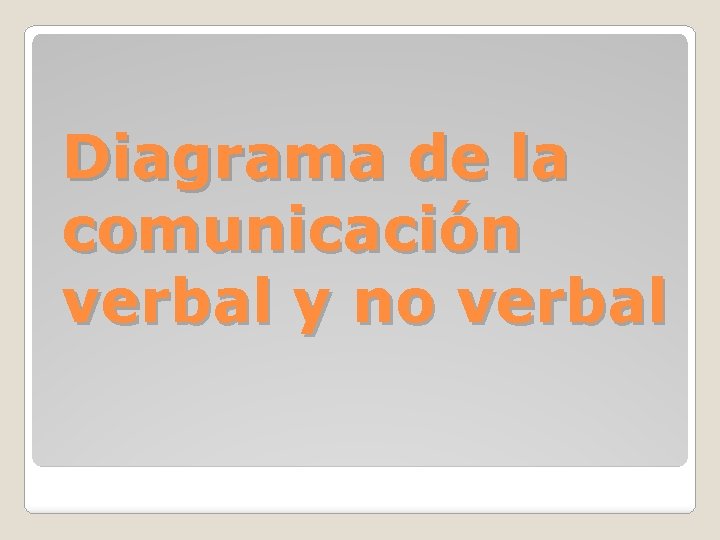 Diagrama de la comunicación verbal y no verbal 