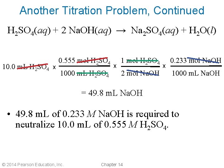 Another Titration Problem, Continued H 2 SO 4(aq) + 2 Na. OH(aq) → Na Another Titration Problem, Continued H 2 SO 4(aq) + 2 Na. OH(aq) → Na