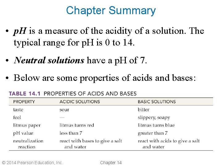 Chapter Summary • p. H is a measure of the acidity of a solution. Chapter Summary • p. H is a measure of the acidity of a solution.