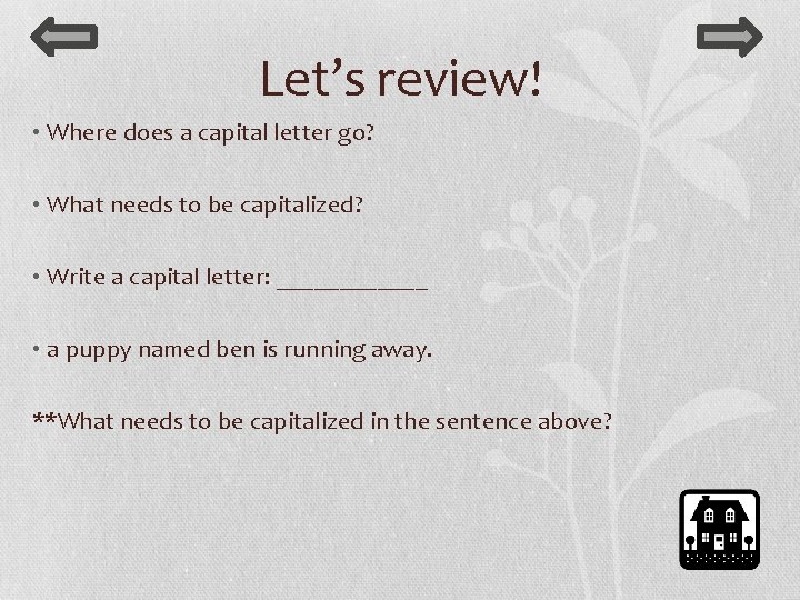 Let’s review! • Where does a capital letter go? • What needs to be