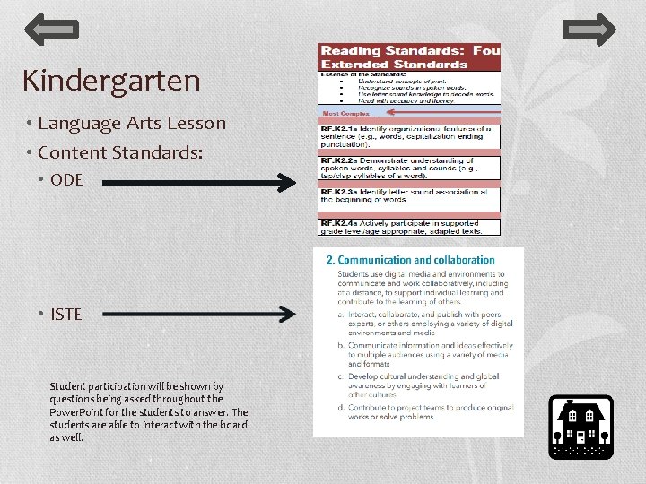 Kindergarten • Language Arts Lesson • Content Standards: • ODE • ISTE Student participation