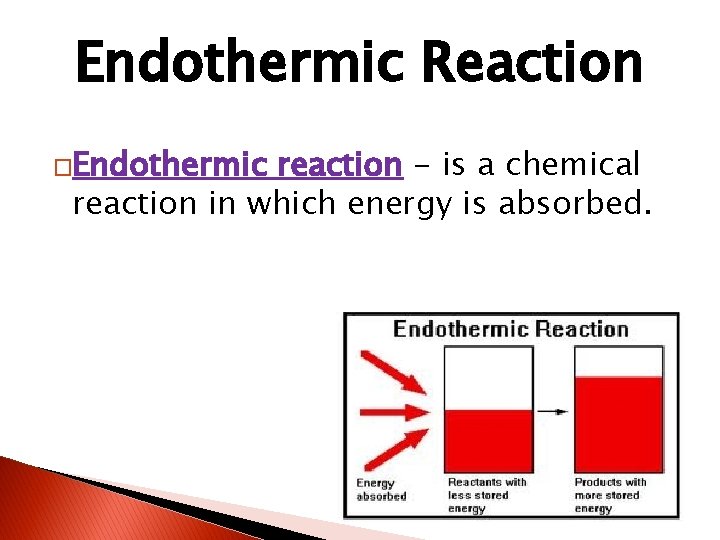 Endothermic Reaction �Endothermic reaction - is a chemical reaction in which energy is absorbed.