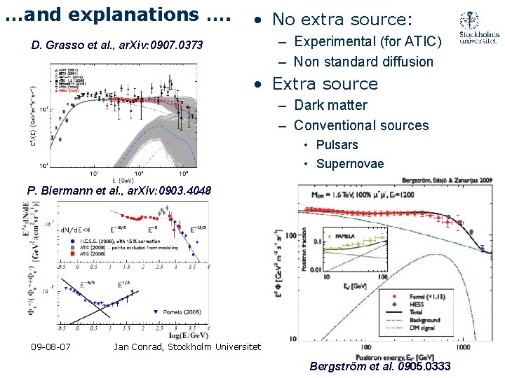 …and explanations …. • No extra source: – Experimental (for ATIC) – Non standard