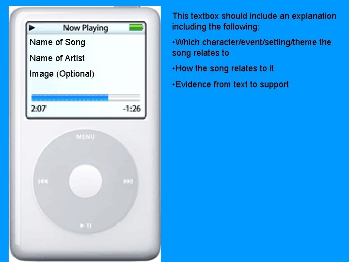 This textbox should include an explanation including the following: Name of Song Name of This textbox should include an explanation including the following: Name of Song Name of