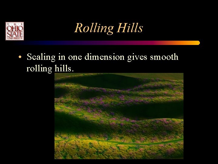 Rolling Hills • Scaling in one dimension gives smooth rolling hills. Rolling Hills • Scaling in one dimension gives smooth rolling hills.