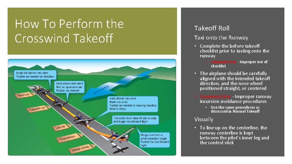 How To Perform the Crosswind Takeoff Roll Taxi onto the Runway • Complete the