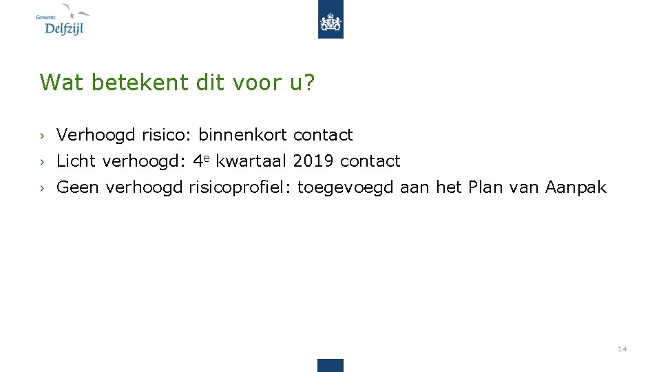 Wat betekent dit voor u? › Verhoogd risico: binnenkort contact › Licht verhoogd: 4