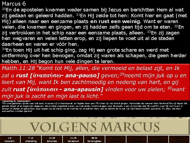 Marcus 6 30 En de apostelen kwamen weder samen bij Jezus en berichtten Hem