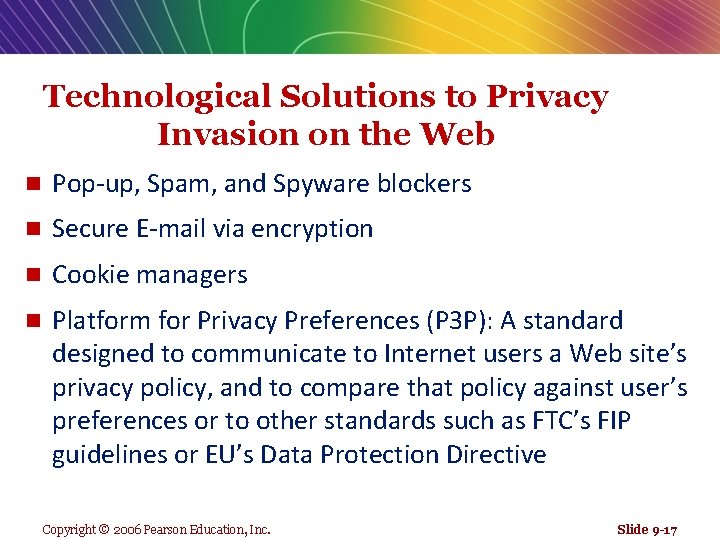 Technological Solutions to Privacy Invasion on the Web n Pop-up, Spam, and Spyware blockers