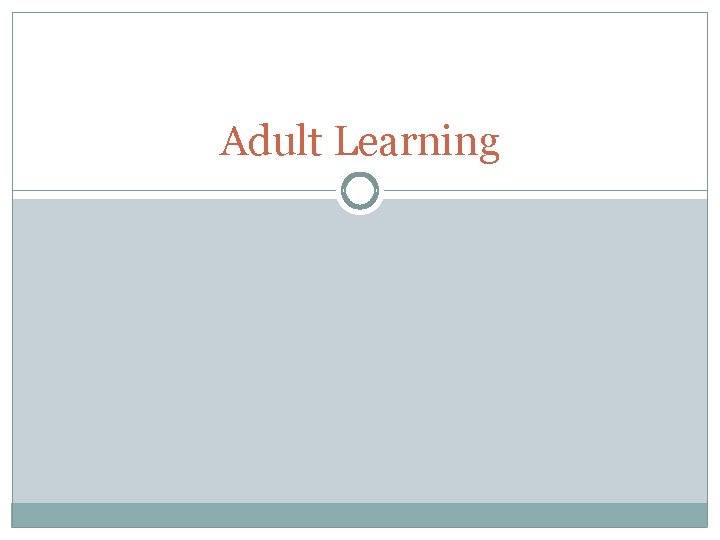 Adult Learning 