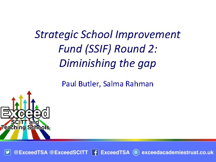 Strategic School Improvement Fund (SSIF) Round 2: Diminishing the gap Paul Butler, Salma Rahman