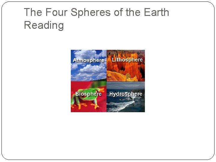 The Four Spheres of the Earth Reading 