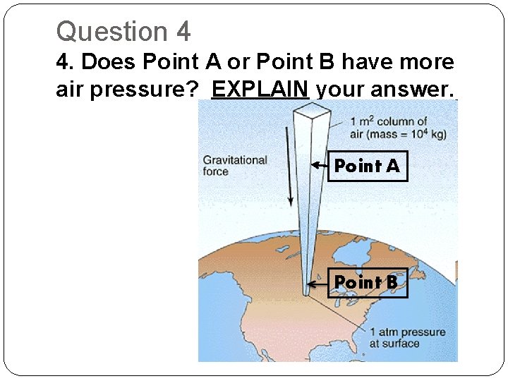 Question 4 4. Does Point A or Point B have more air pressure? EXPLAIN