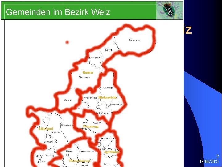 I comuni del distretto di Weiz l Propongo in una seconda cartina, la divisione
