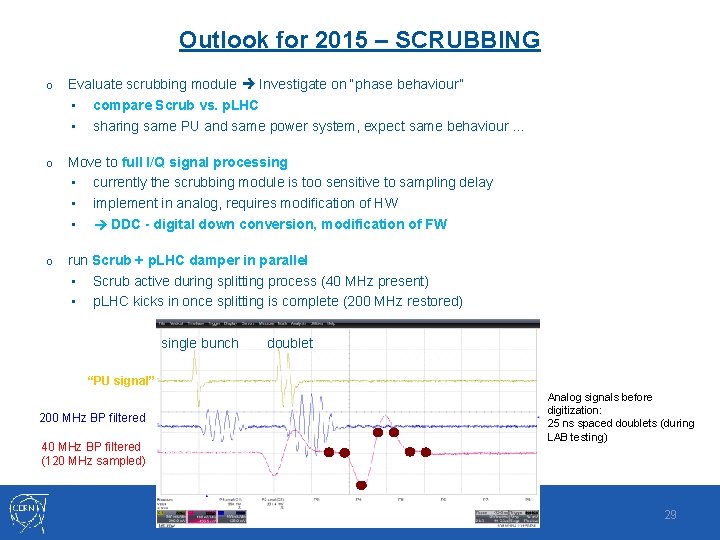 Outlook for 2015 – SCRUBBING o Evaluate scrubbing module Investigate on “phase behaviour” •