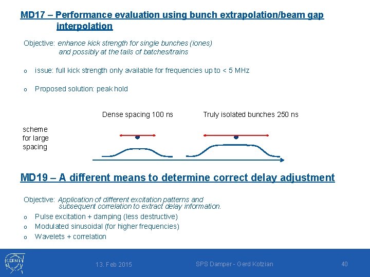 MD 17 – Performance evaluation using bunch extrapolation/beam gap interpolation Objective: enhance kick strength