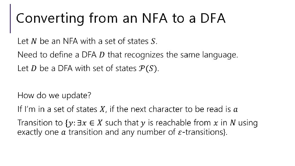 Converting from an NFA to a DFA 