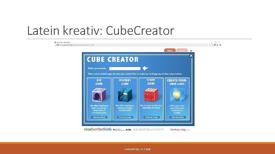 Latein kreativ: Cube. Creator CARNUNTUM, 22. 3. 2019 