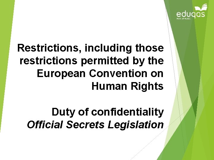 Restrictions, including those restrictions permitted by the European Convention on Human Rights Duty of