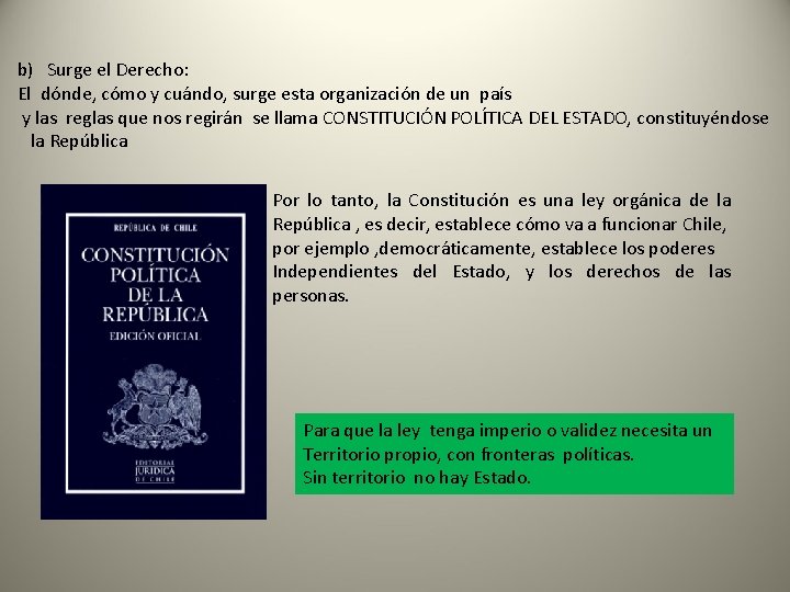 b) Surge el Derecho: El dónde, cómo y cuándo, surge esta organización de un