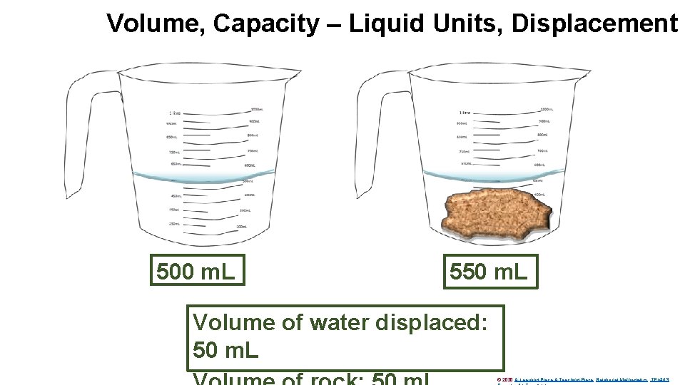 Volume, Capacity – Liquid Units, Displacement 500 m. L 550 m. L Volume of