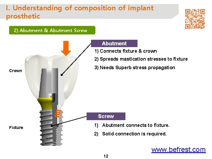 I. Understanding of composition of implant prosthetic 2) Abutment & Abutment Screw Abutment 1)