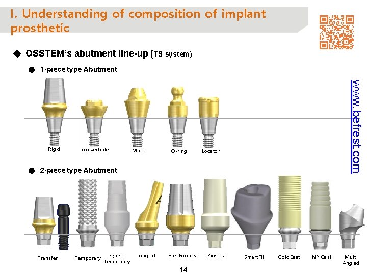 I. Understanding of composition of implant prosthetic ◆ OSSTEM’s abutment line-up (TS system) ●