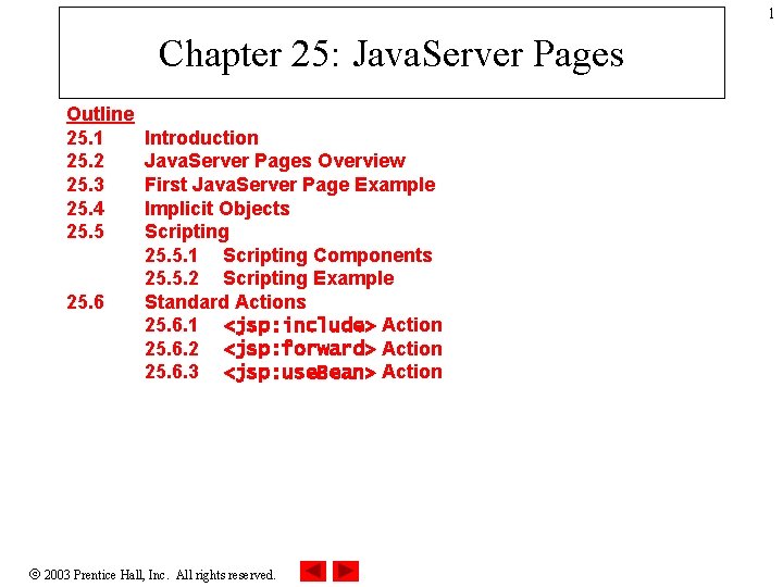 1 Chapter 25: Java. Server Pages Outline 25. 1 25. 2 25. 3 25.