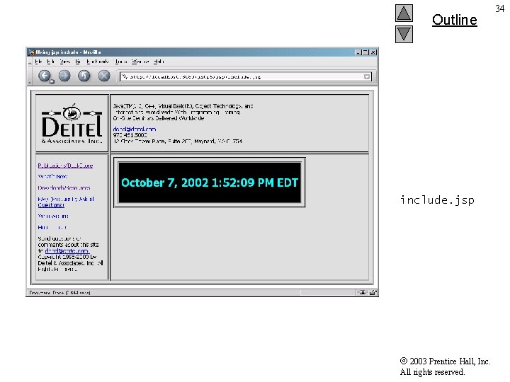 Outline include. jsp 2003 Prentice Hall, Inc. All rights reserved. 34 