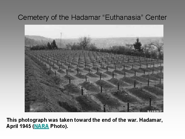 Cemetery of the Hadamar “Euthanasia” Center This photograph was taken toward the end of