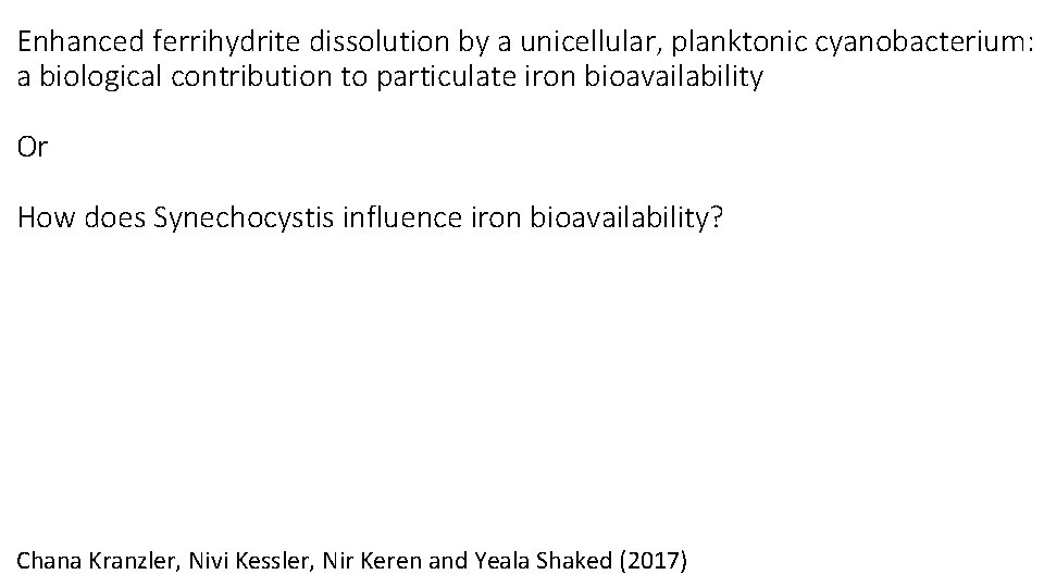 Enhanced ferrihydrite dissolution by a unicellular, planktonic cyanobacterium: a biological contribution to particulate iron