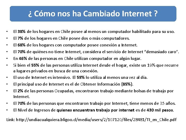 ¿ Cómo nos ha Cambiado Internet ? • • • El 38% de los