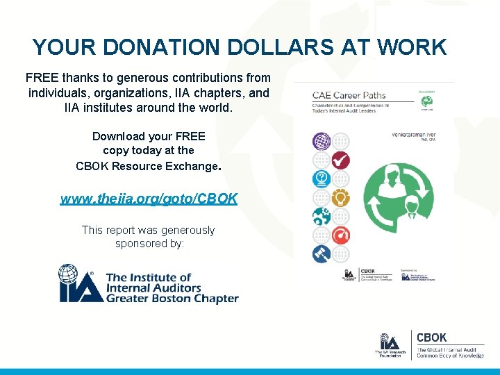 YOUR DONATION DOLLARS AT WORK FREE thanks to generous contributions from individuals, organizations, IIA