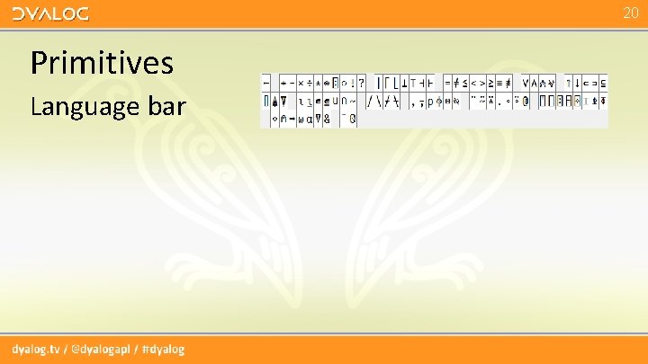 20 Primitives Language bar 20 Primitives Language bar