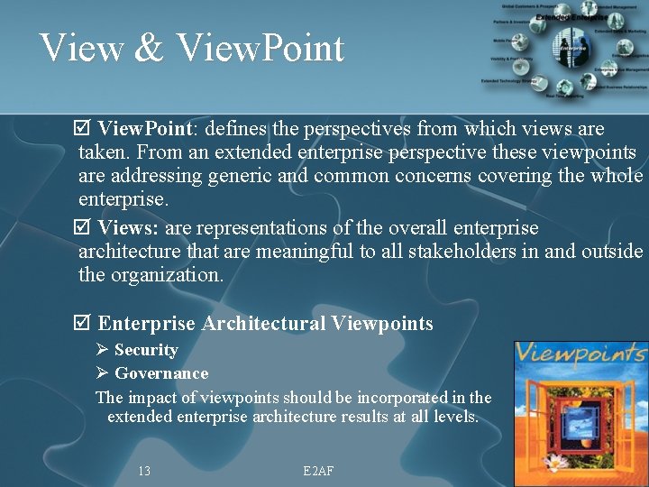 View & View. Point þ View. Point: defines the perspectives from which views are