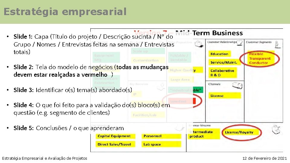 Estratégia empresarial • Slide 1: Capa (Título do projeto / Descrição sucinta / Nº