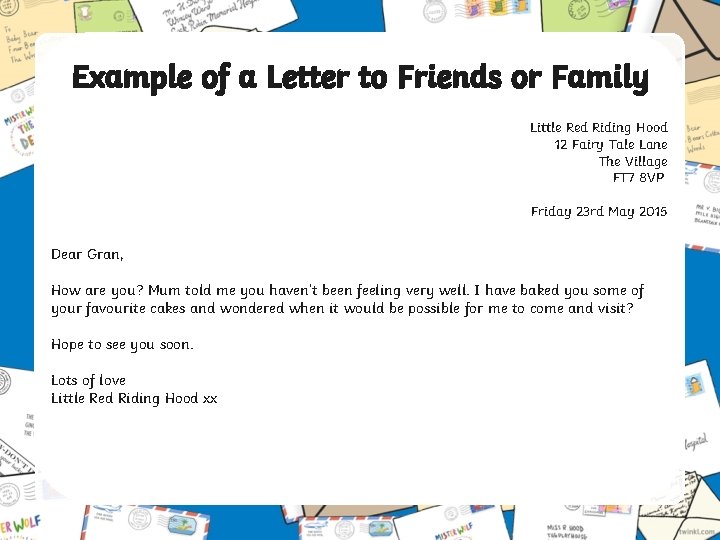 Example of a Letter to Friends or Family Little Red Riding Hood 12 Fairy