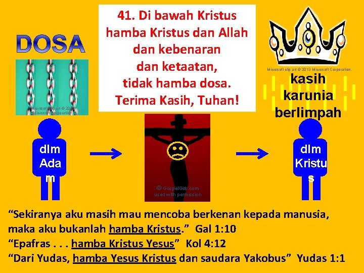 Microsoft clip art © 2013 Microsoft Corporation. dlm Ada m 41. Di bawah Kristus