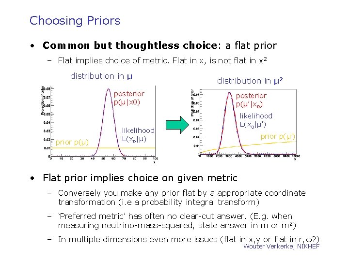 Choosing Priors • Common but thoughtless choice: a flat prior – Flat implies choice